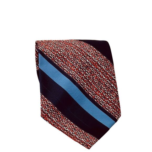 Vintage DACRON Polyester Red Blue Stripe 53" x 3.79" Necktie Tie - Picture 2 of 8